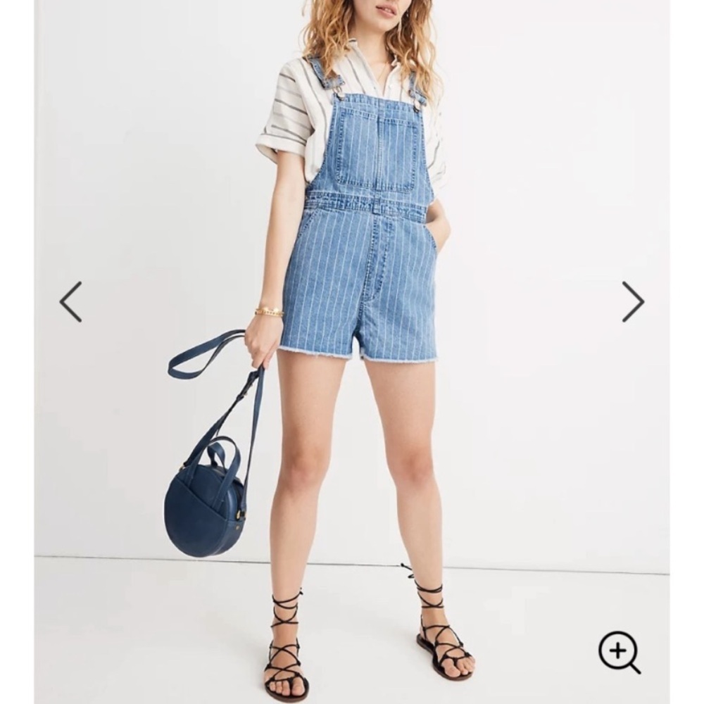 Madewell Pinyon Short Overalls in Pinstripes - Picture 3 of 6